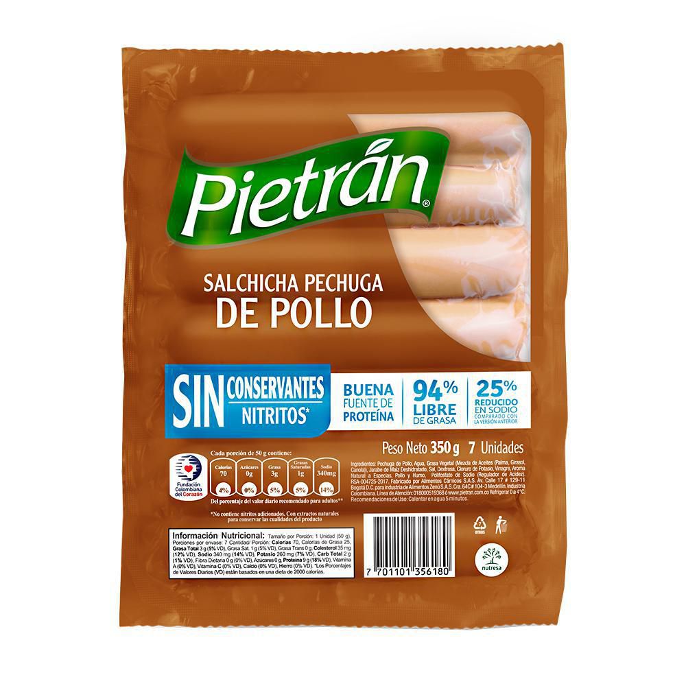 SALCHICHA POLLO SIN CONSERVANT PIETRAN 350  gr img #1