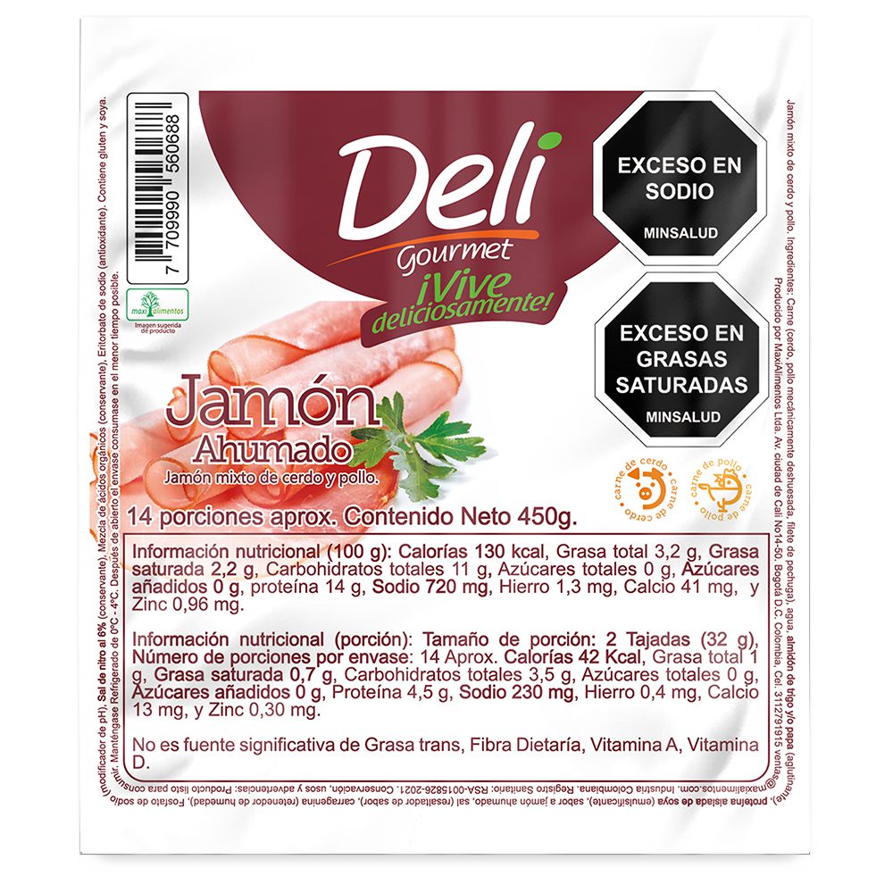 Jamón  DELI GOURMET ahumado (450  gr)
