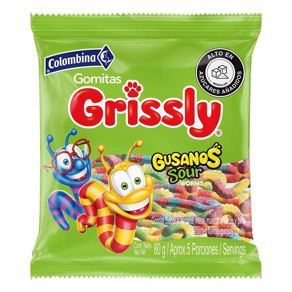 Gomitas GRISSLY gusanos ácidos (80  gr) img #1