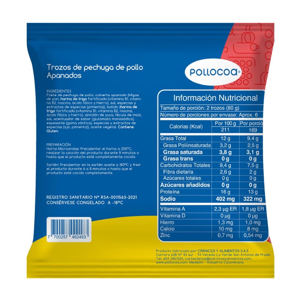 Trozos de pechuga POLLOCOA apanados (500  gr) img #2