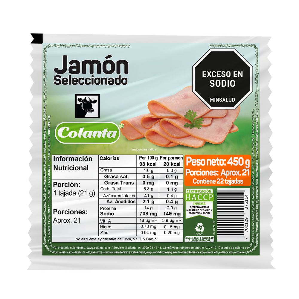 Jamón  COLANTA seleccionado (450  gr)