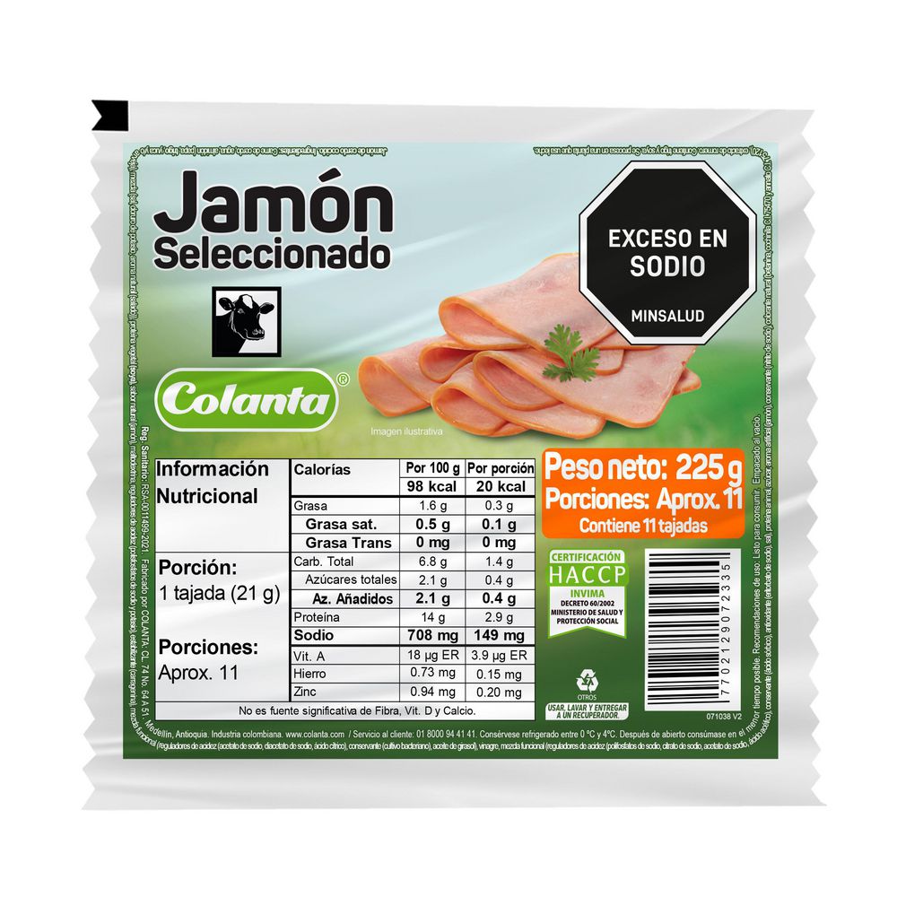 Jamón  COLANTA seleccionado (225  gr)