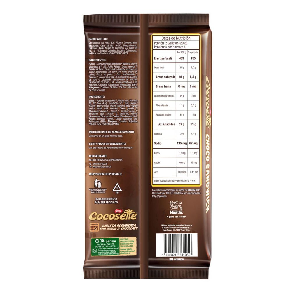 Galletas COCOSETTE cubierta chocolate (116  gr) img #2