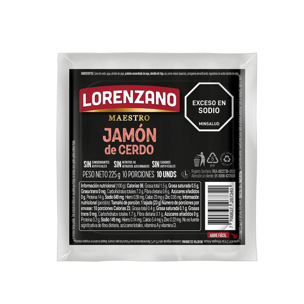 Jamón  LORENZANO de cerdo (225  gr)