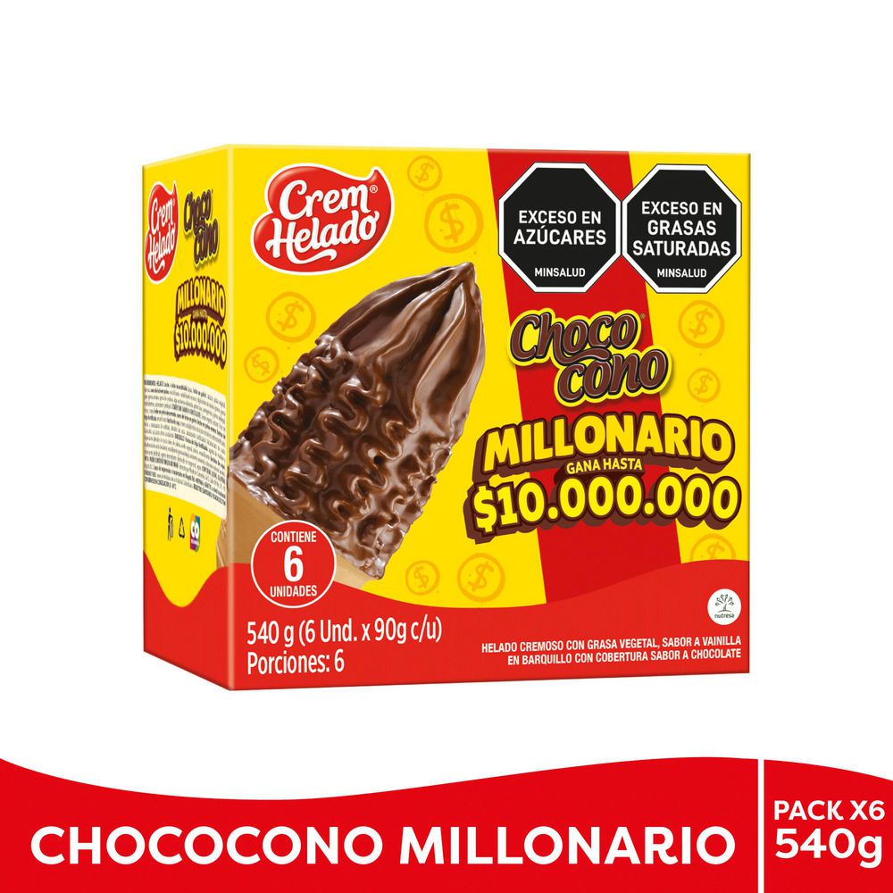Pack x6 ChococonoPackChococMil CREM HELADO X 6 UND (540  gr)