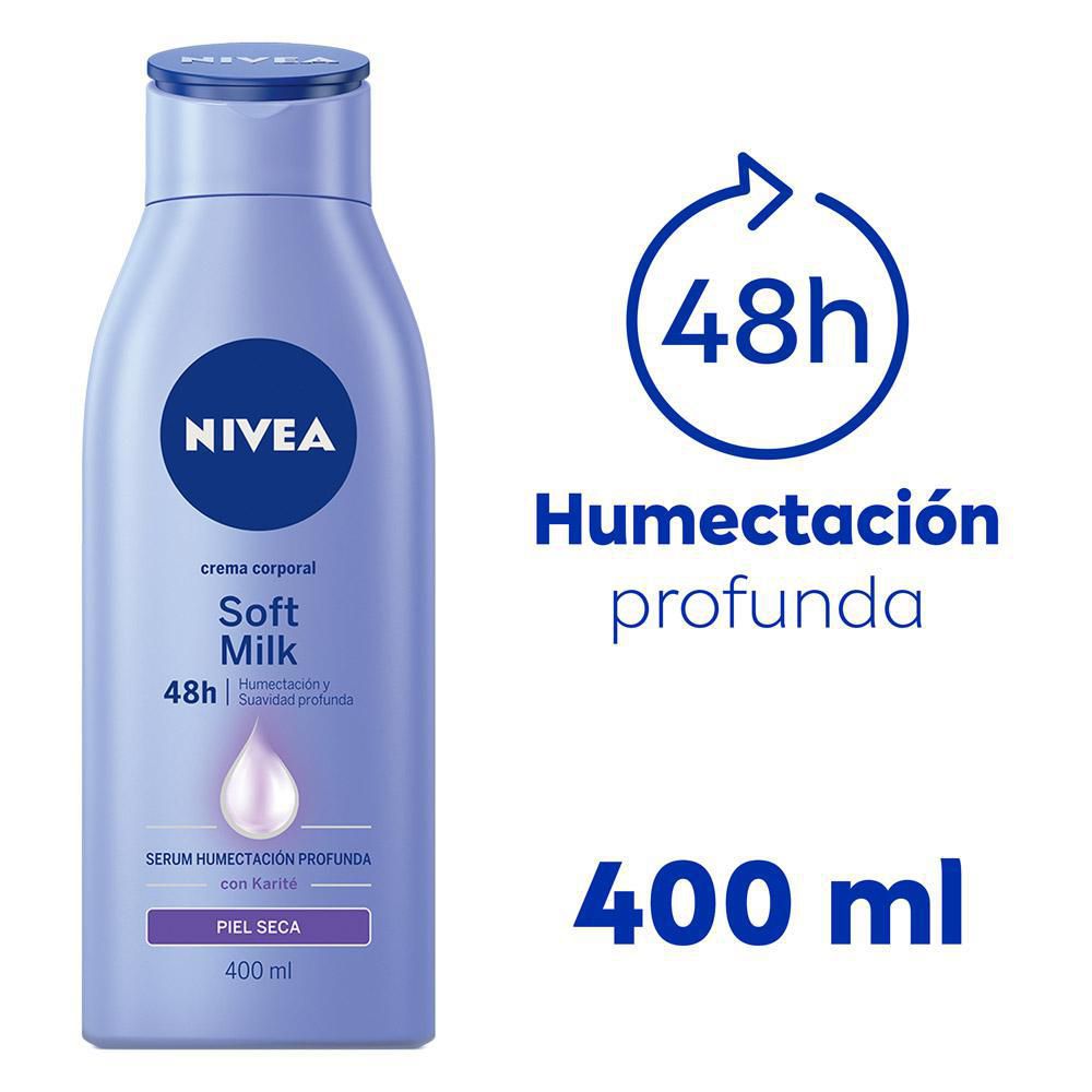 Crema corporal NIVEA humectante soft milk (400  ml) img #3