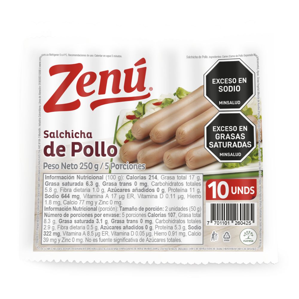 Salchicha Pollo ZENU 250  gr img #1