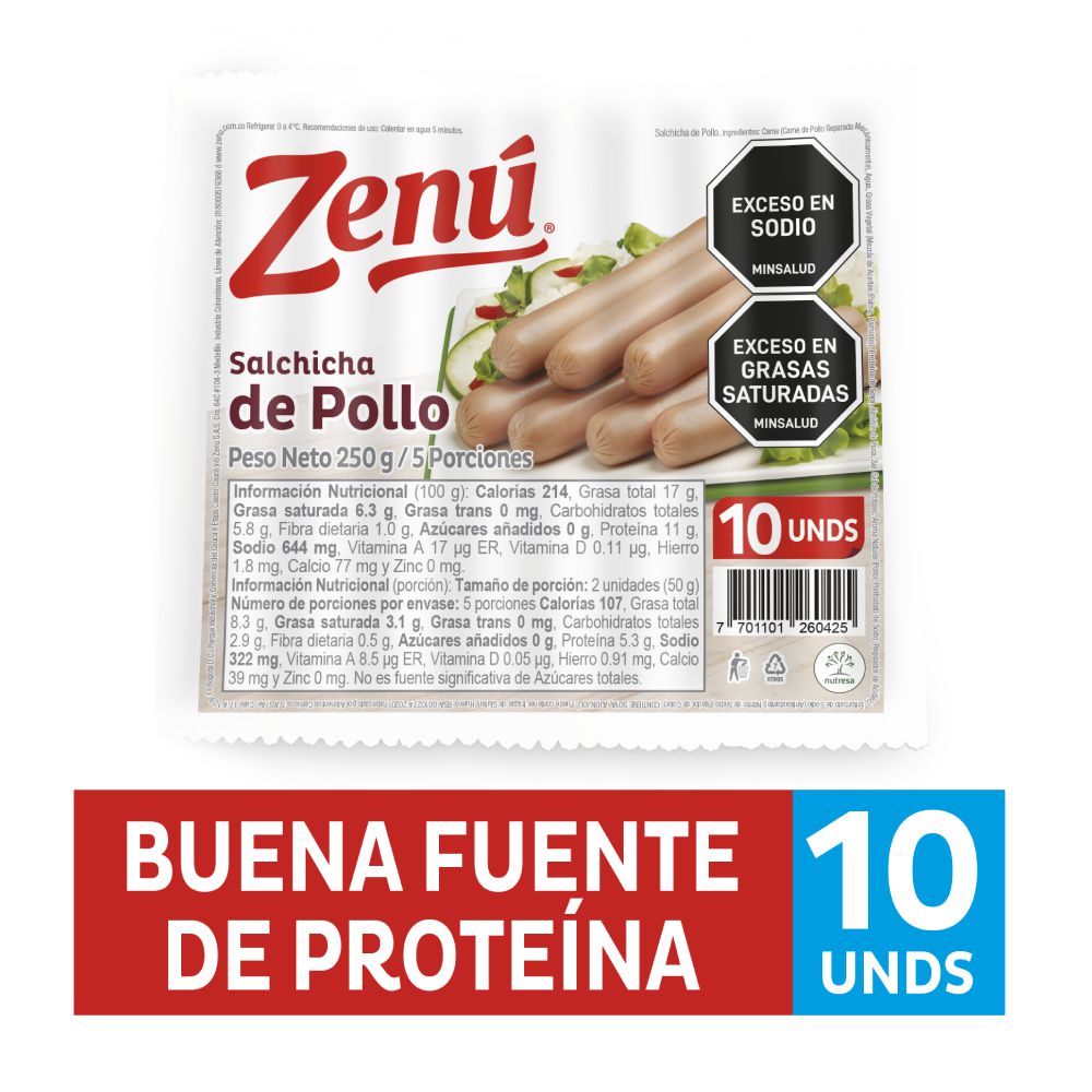 Salchicha Pollo ZENU 250  gr img #2