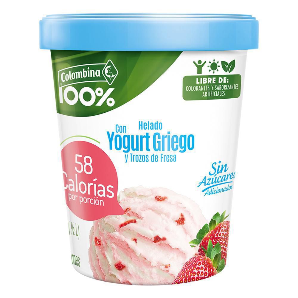 Helado COLOMBINA con yogurt griego y trozos de fresa (300  gr) img #2
