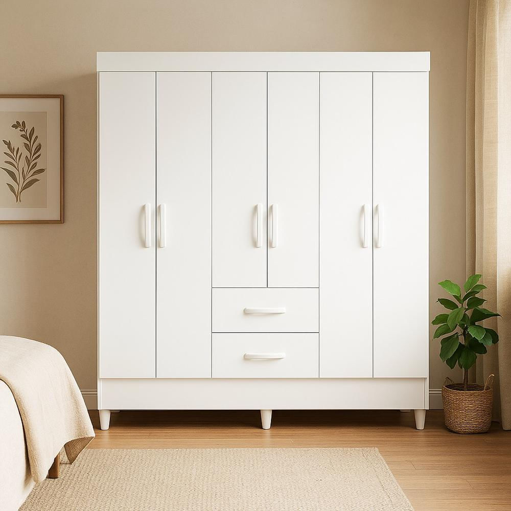 Closet 6 Puertas 2 Cajones 147X181 Cm Blanco img #2