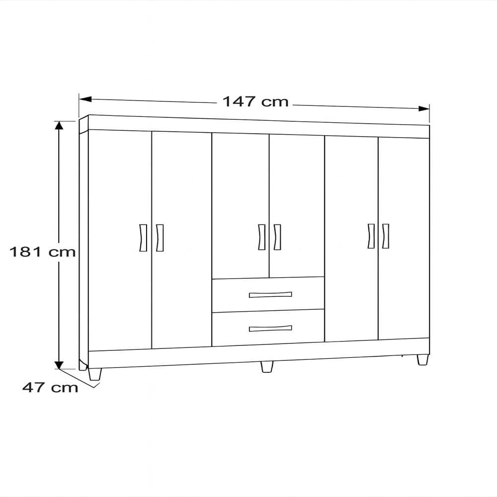 Closet 6 Puertas 2 Cajones 147X181 Cm Blanco img #3