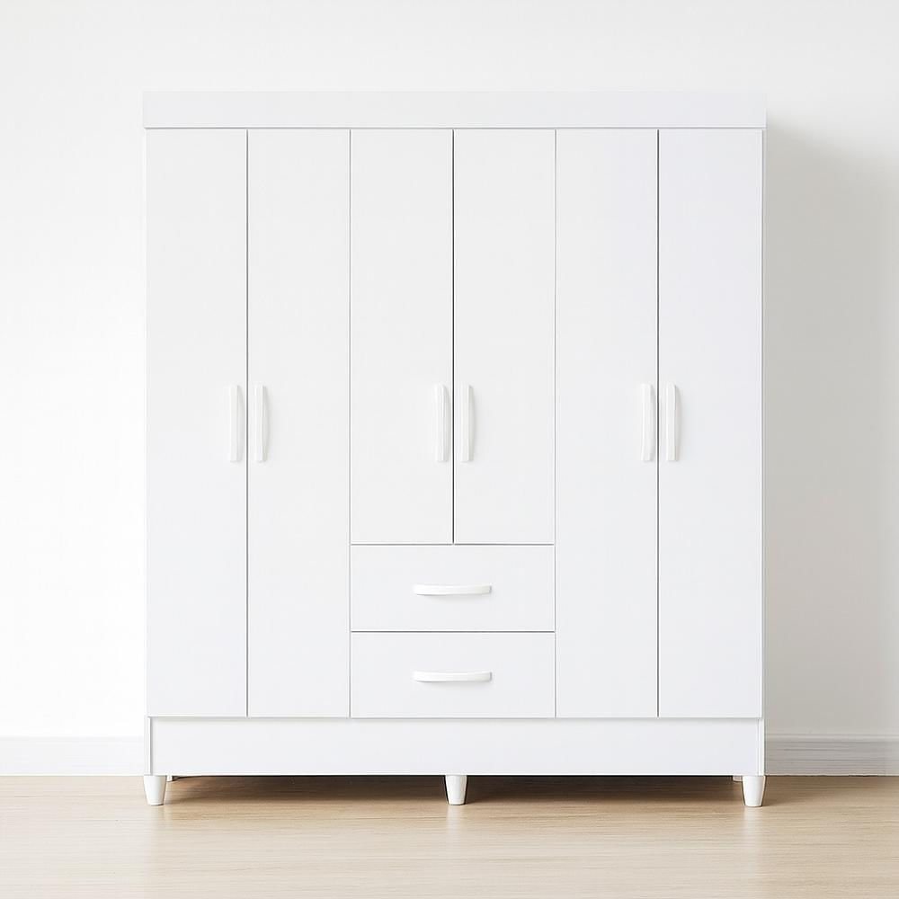 Closet 6 Puertas 2 Cajones 147X181 Cm Blanco img #4
