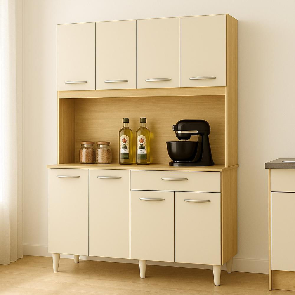 Alacena De Cocina Moderna 8 Puertas Con Cajón Color Madera Mdp img #2