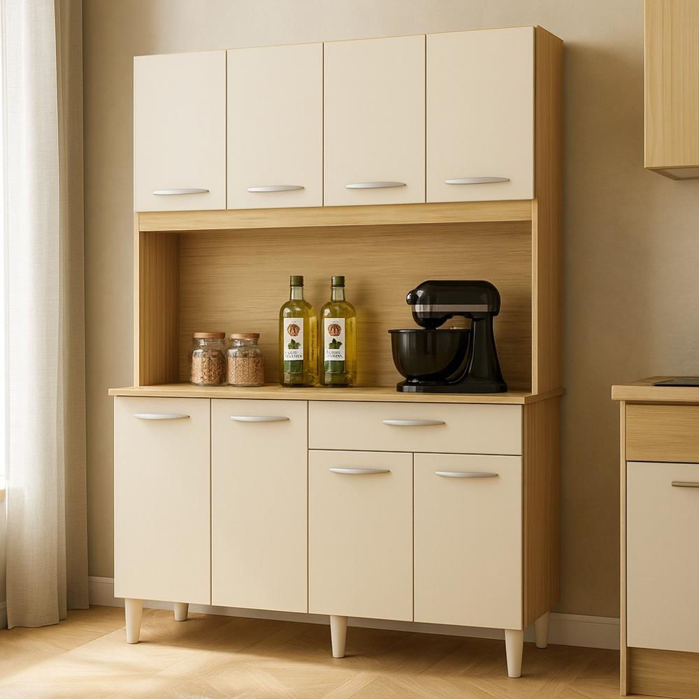 Alacena De Cocina Moderna 8 Puertas Con Cajón Color Madera Mdp img #4