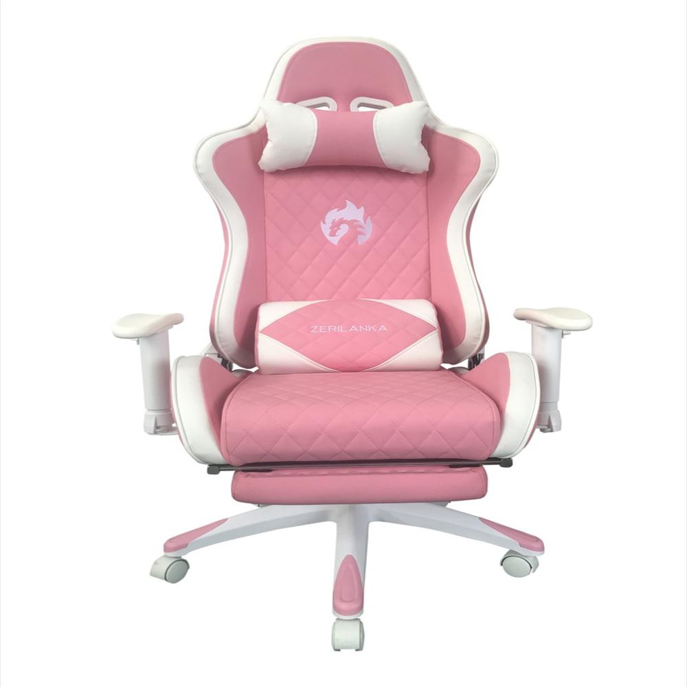 Silla Gamer Rosa Y Blanca Ergonómica Reclinable img #1