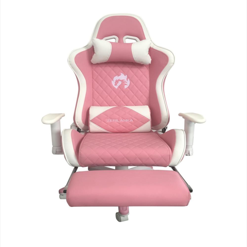Silla Gamer Rosa Y Blanca Ergonómica Reclinable img #4
