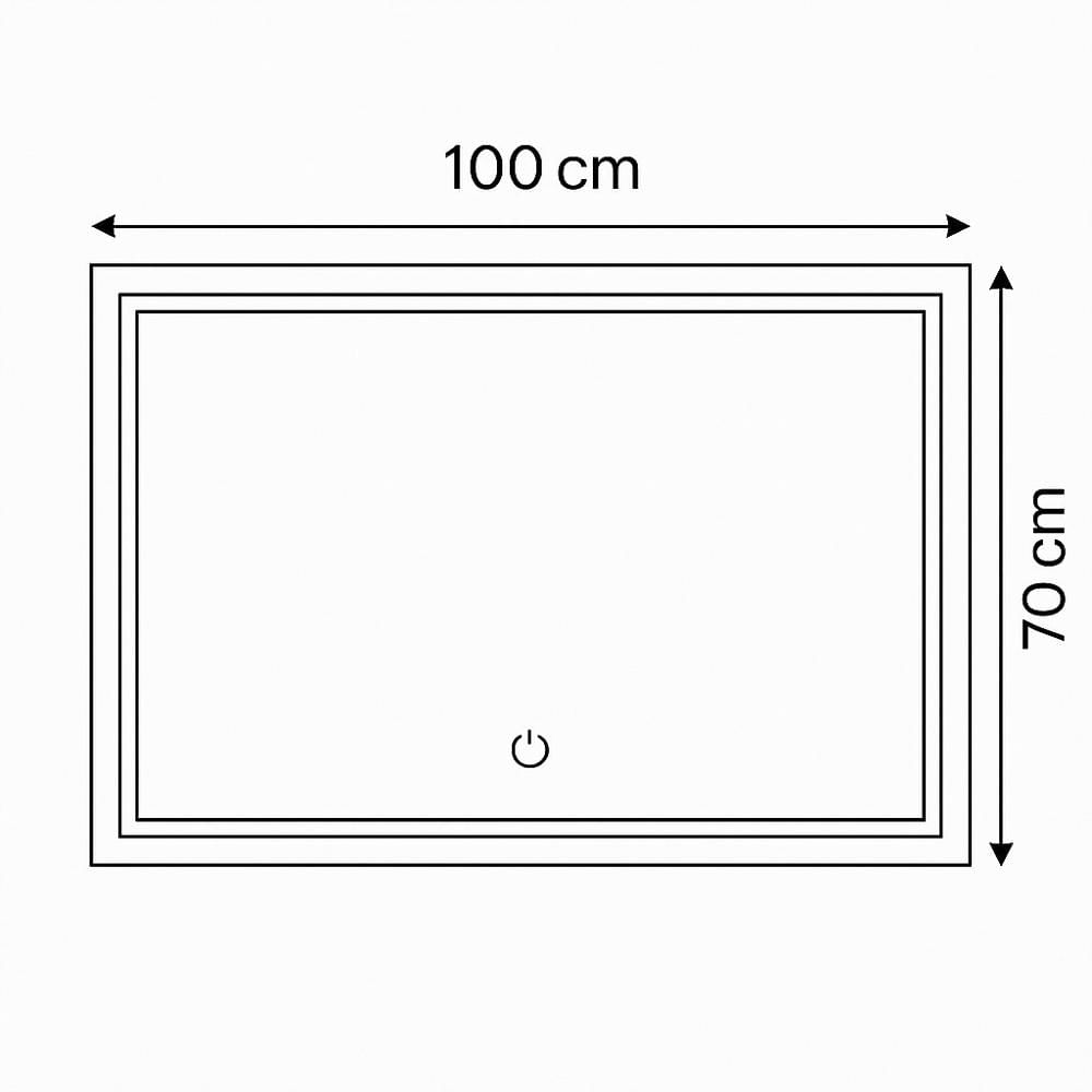 Espejo Led 100X70 Cm Con Luz Regulable En 3 Tonos Y Botón Táctil img #1