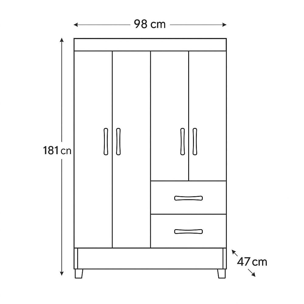Closet 4 Puertas 2 Cajones 181X98 Cm Moderno img #3
