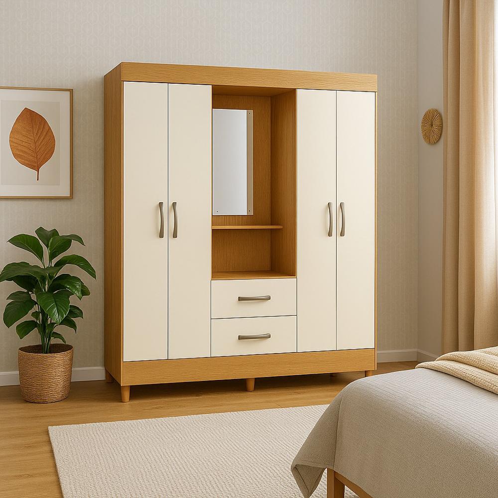 Closet 4 Puertas Con Espejo Y 2 Cajones 147 Cm img #2