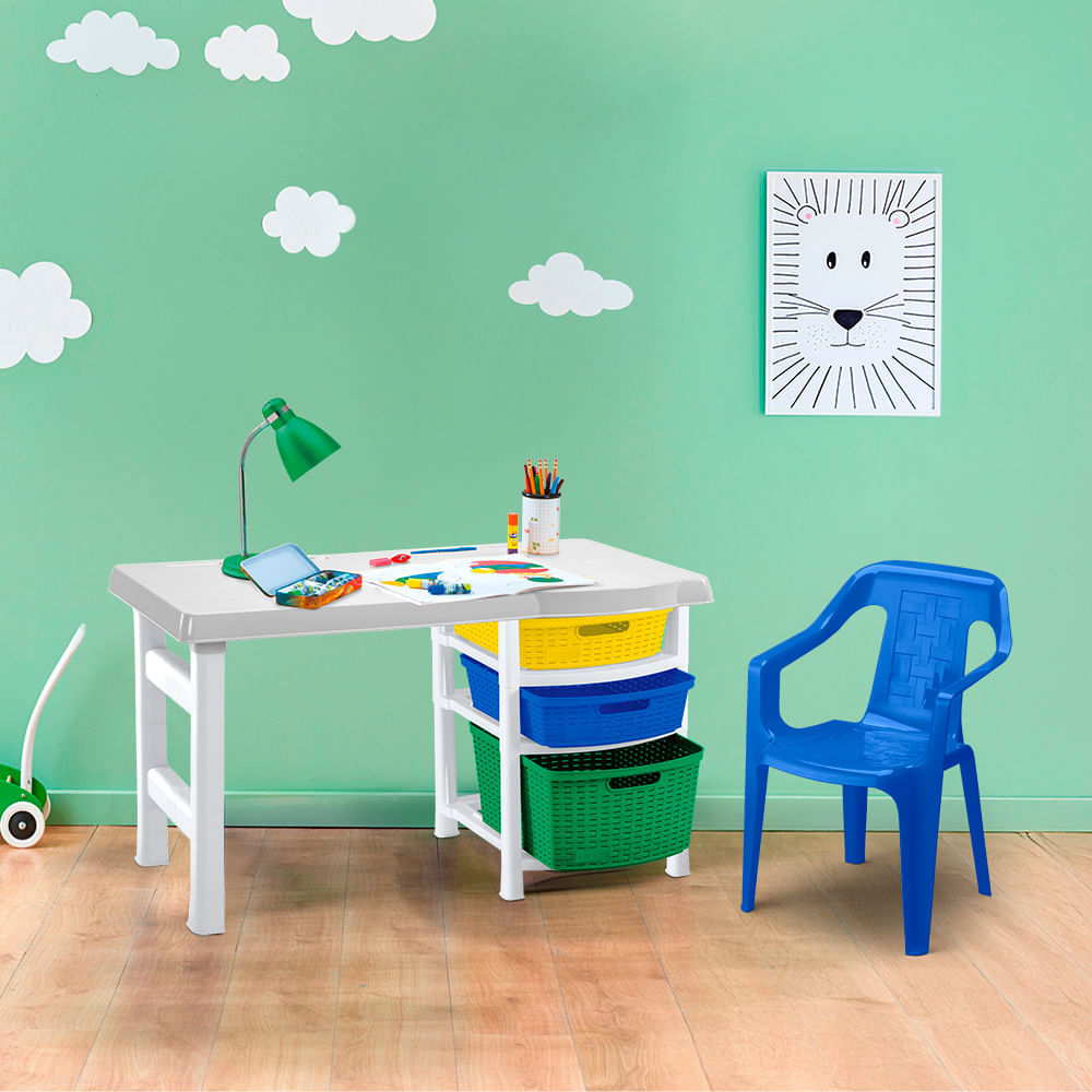 Combo Estudio Infantil Escritorio  Silla Azul
