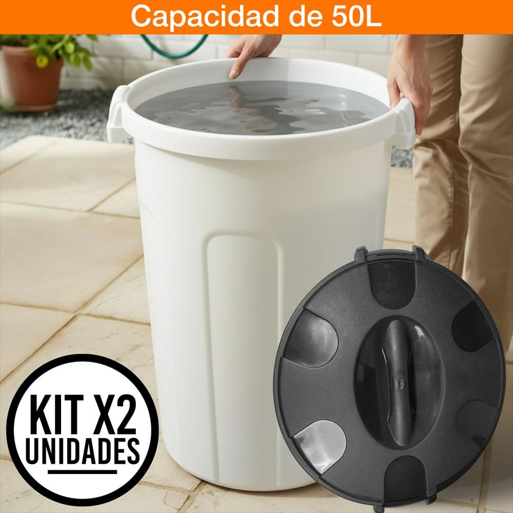 Set X2 Caneca Hermética 50 Litros Tapa Click Resistente img #2
