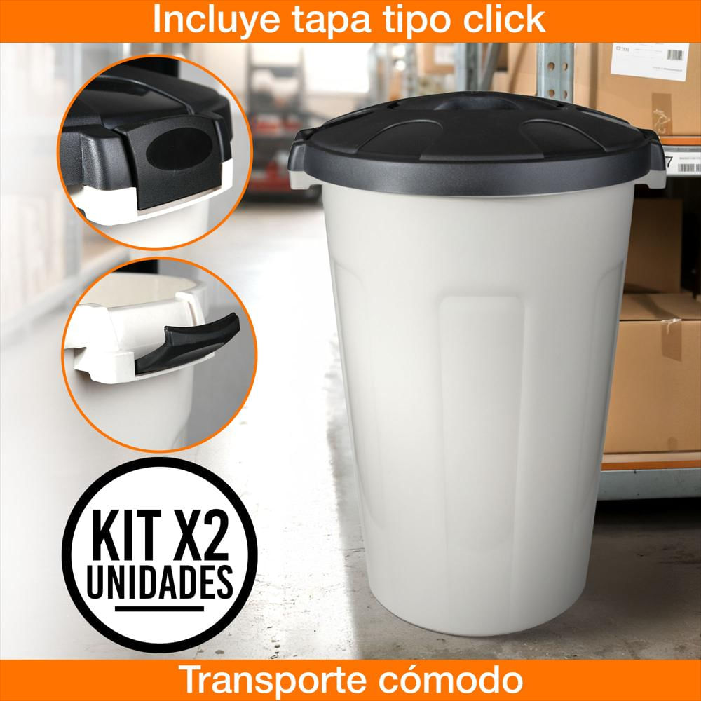 Set X2 Caneca Hermética 50 Litros Tapa Click Resistente img #4