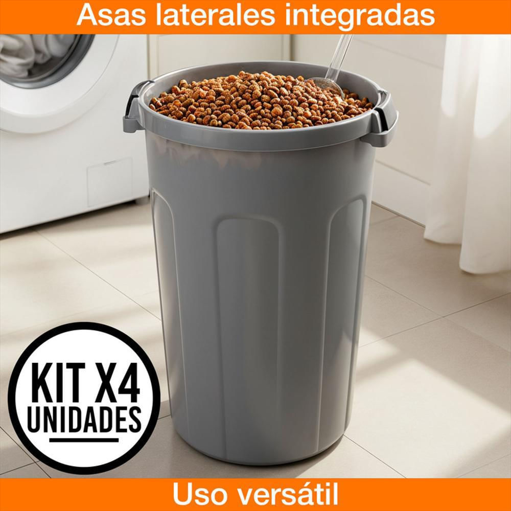 Set X4 Caneca 70 Litros Hermética Con Tapa Click Resistente img #3
