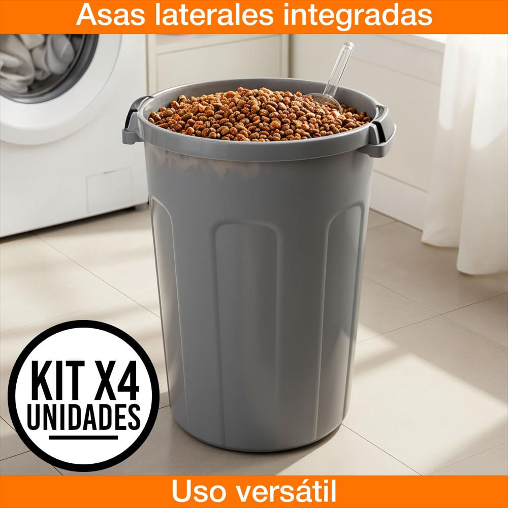 Set X4 Caneca 50 Litros Hermética Con Tapa Click Resistente img #3