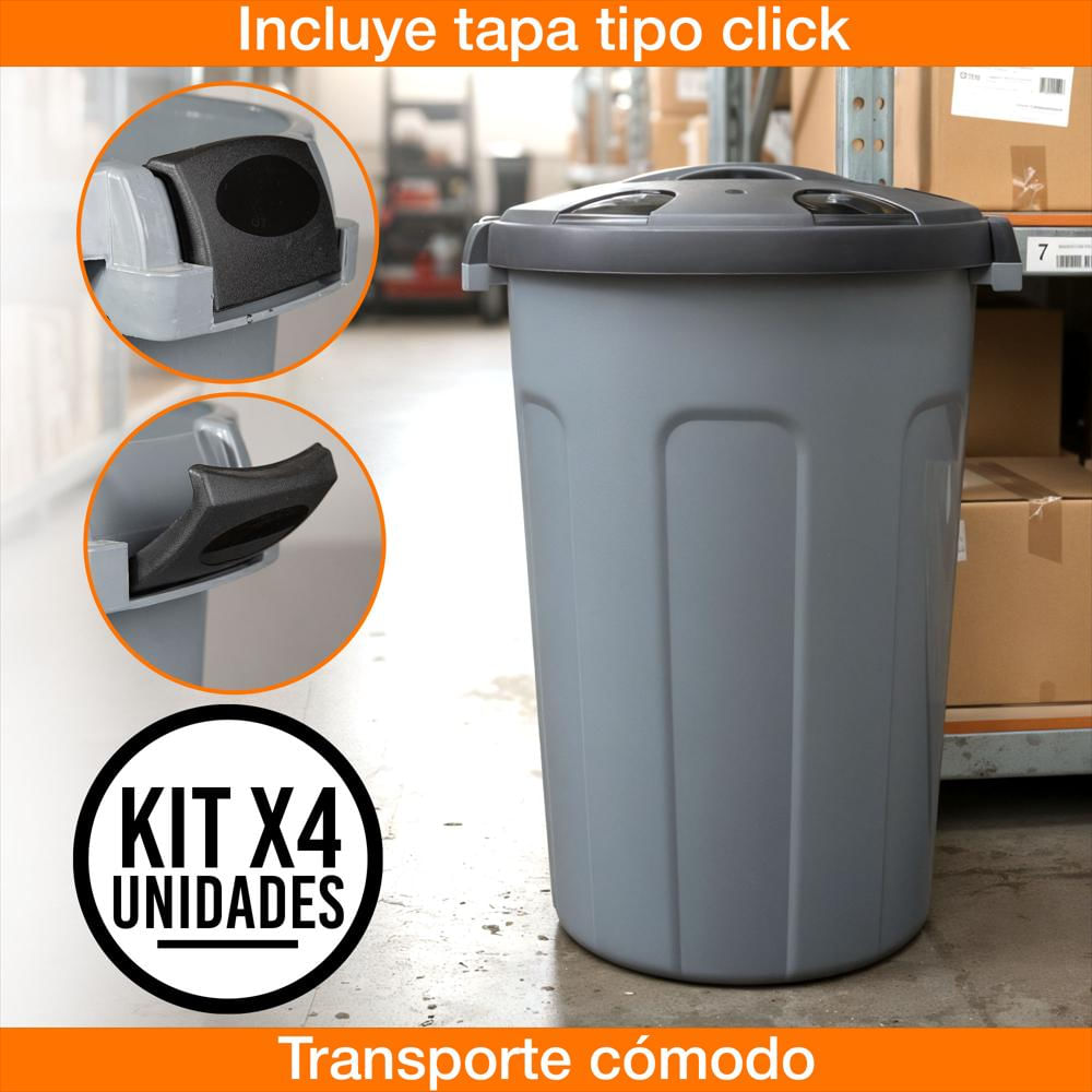Set X4 Caneca 50 Litros Hermética Con Tapa Click Resistente img #4