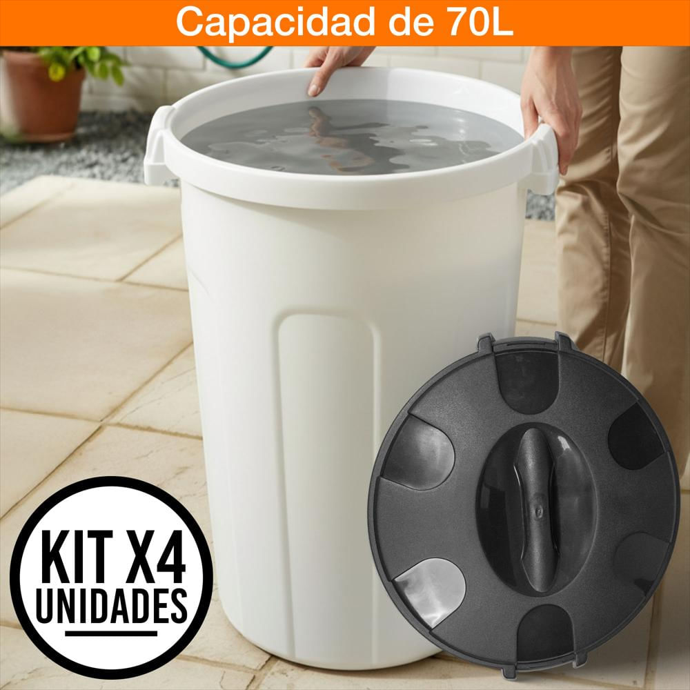 Set X4 Caneca 70 Litros Hermética Con Tapa Click Resistente img #2