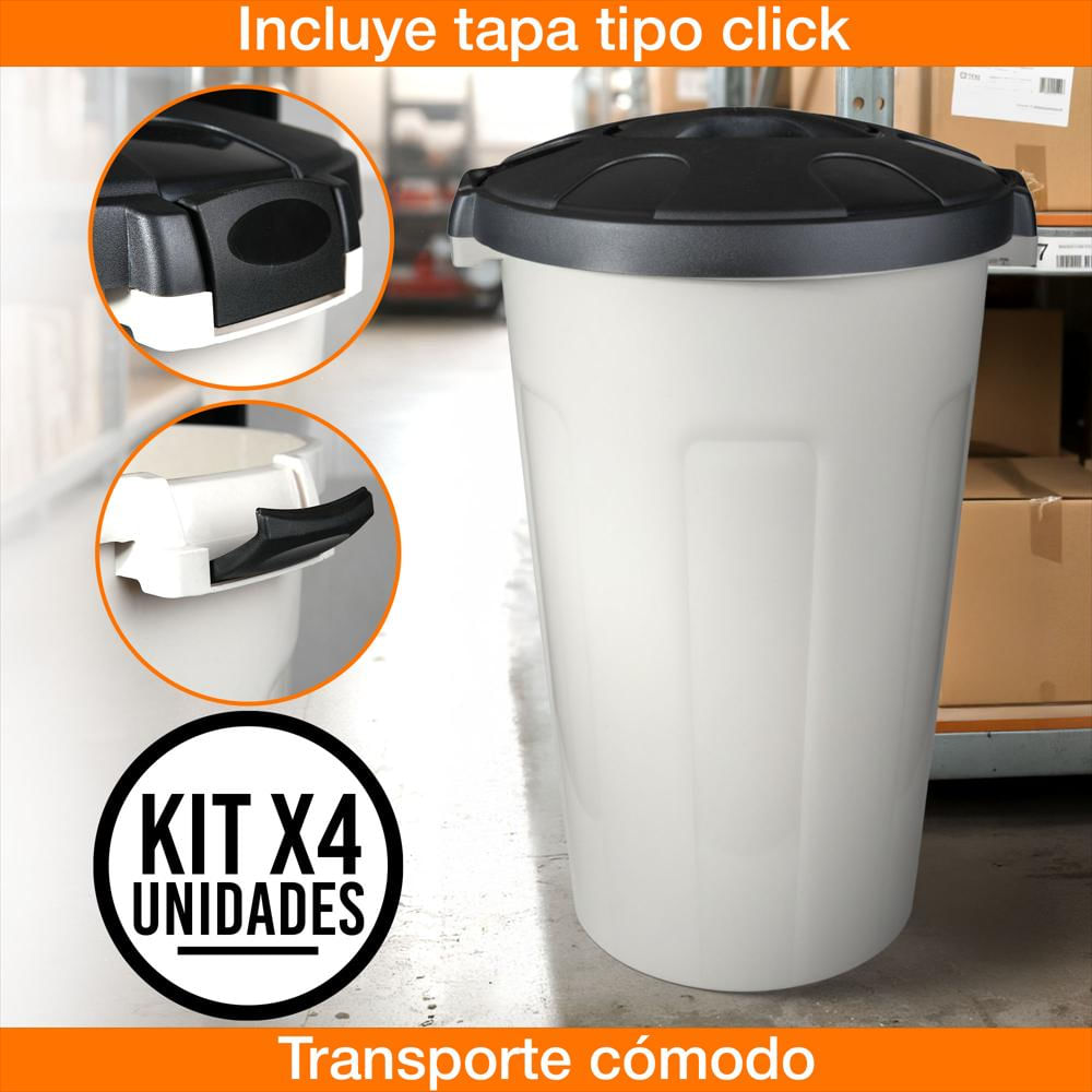 Set X4 Caneca 70 Litros Hermética Con Tapa Click Resistente img #4