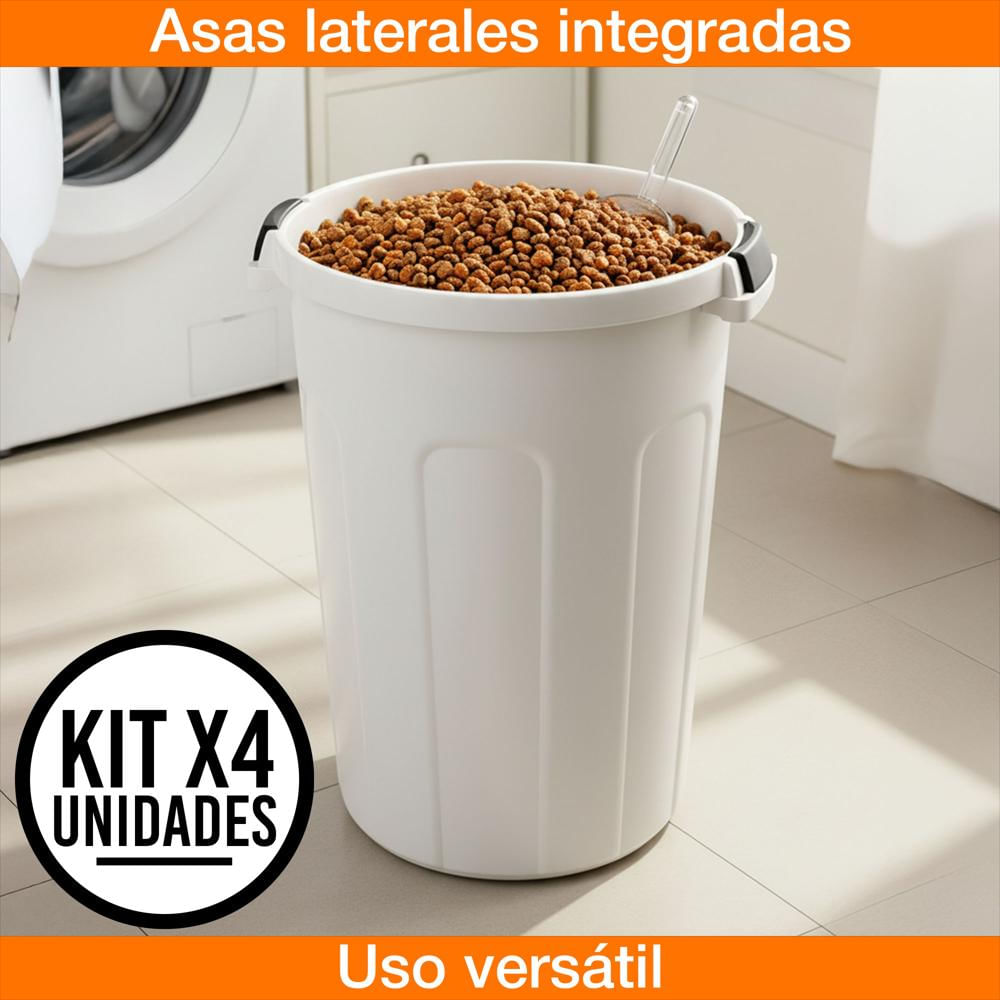 Set X4 Caneca 50 Litros Hermética Con Tapa Click Resistente img #3