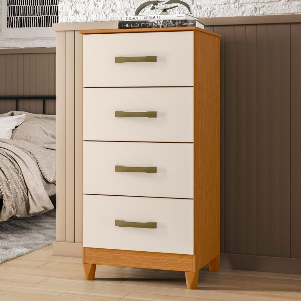 Cómoda Blanca De 4 Cajones Moderna Amplio Almacenamiento Para Dormitorio img #3