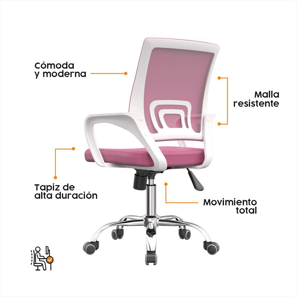 Silla Giratoria De Oficina Atlantis Rosada/Blanco Bonno img #3