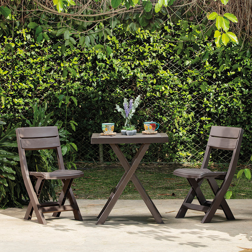 Combo Plegable Barú Mesa Rectangular  2 Sillas Mocca