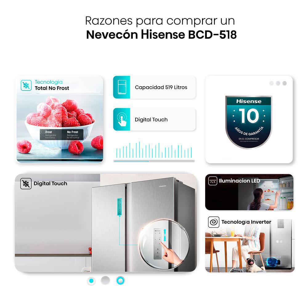 Nevecon HISENSE Side By Side 519 Litros BCD518W  BCD518W Gris img #3