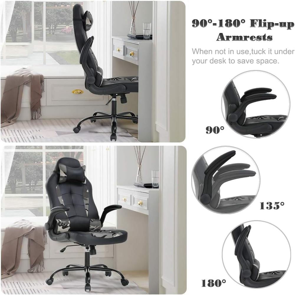 Silla Gamer Bestoffice Pc Gaming Chair Piel Sintética Camo Reposacabezas Lumbar Reposabrazos 45 53 Cm Altura img #4