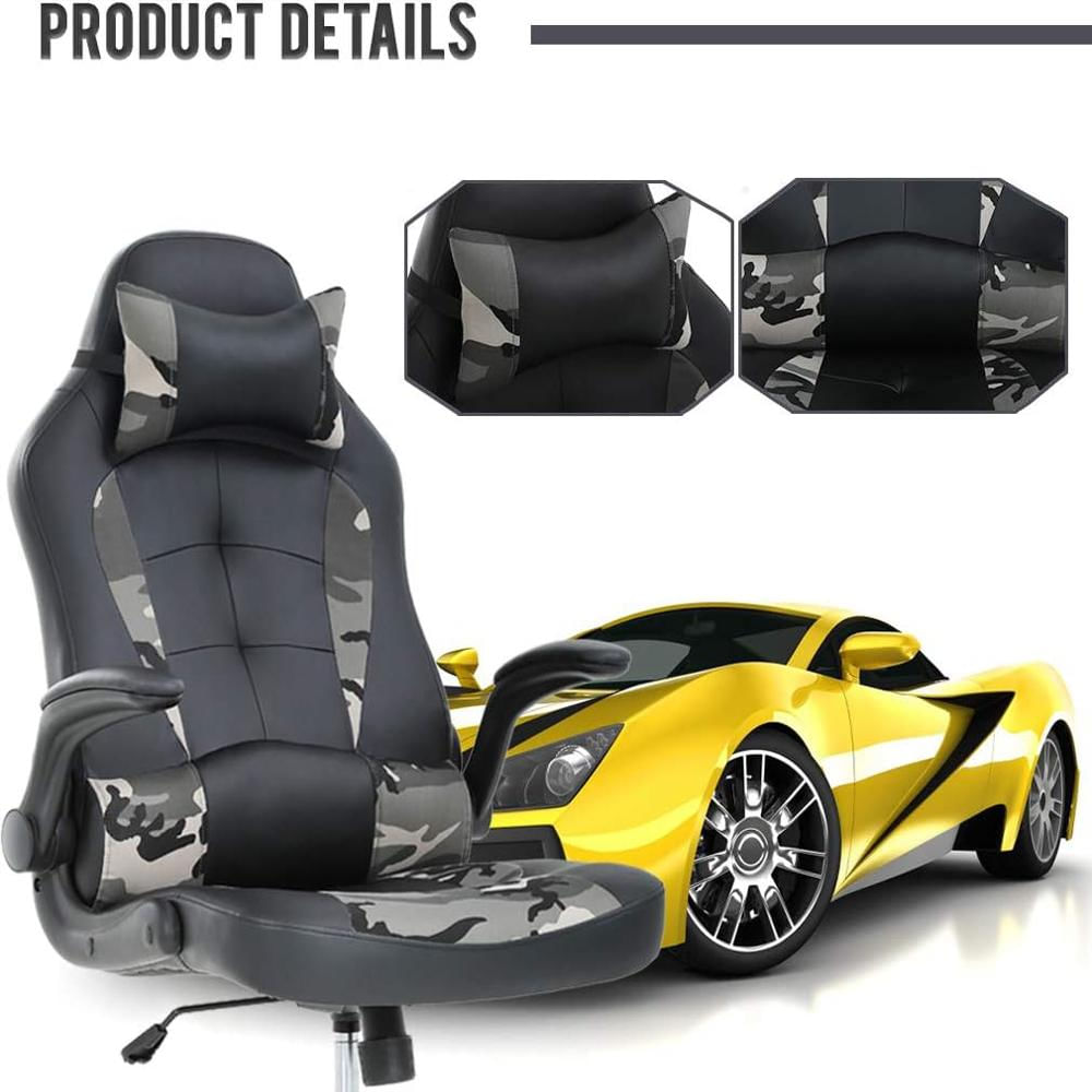 Silla Gamer Bestoffice Pc Gaming Chair Piel Sintética Camo Reposacabezas Lumbar Reposabrazos 45 53 Cm Altura img #5
