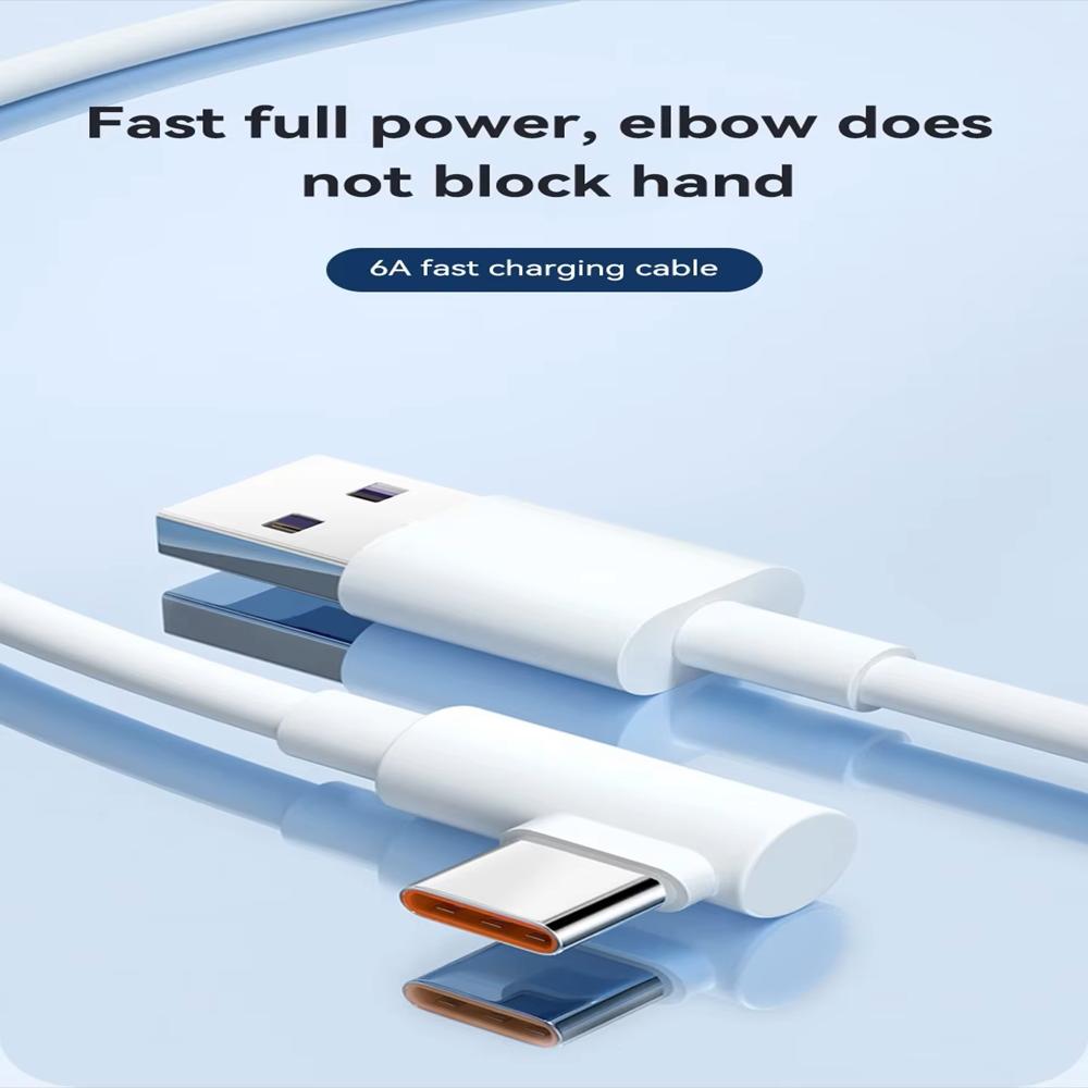 Cable De Carga Rapida Usb A Tipo C 90° De 120W Blanco img #2