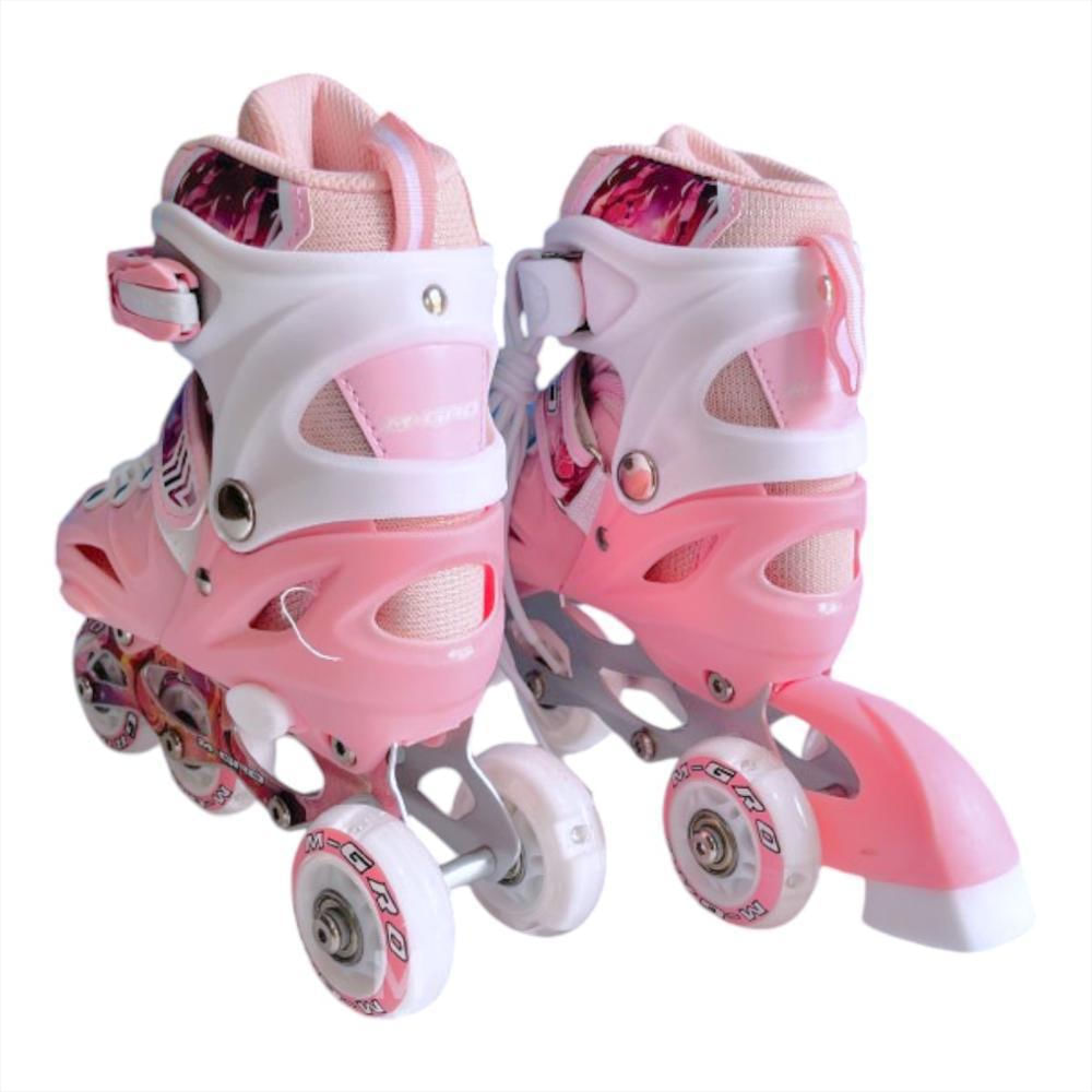 Kit De Patines En Línea Con Luces Led Llantas Traseras Talla S (29 33) Rosa img #2