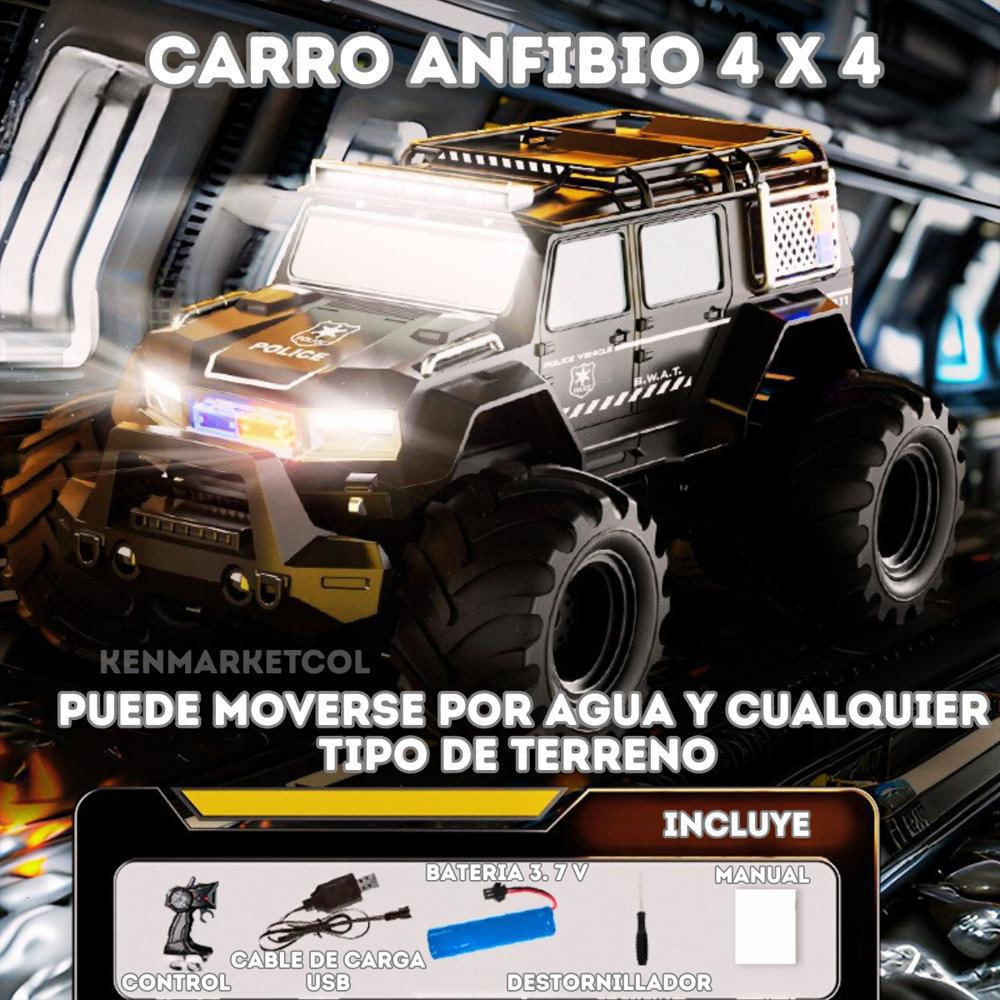Carro A Control Remoto 4X4 Monster Anfibio Policia img #5