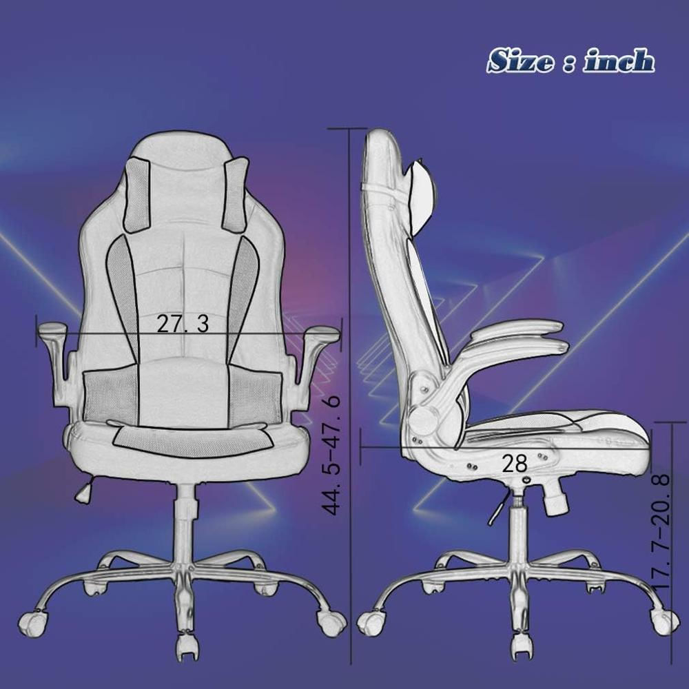Silla Gamer Generico Ergonómica Piel Sintética Blanca Reposacabezas Reposabrazos Vibración 360° img #3