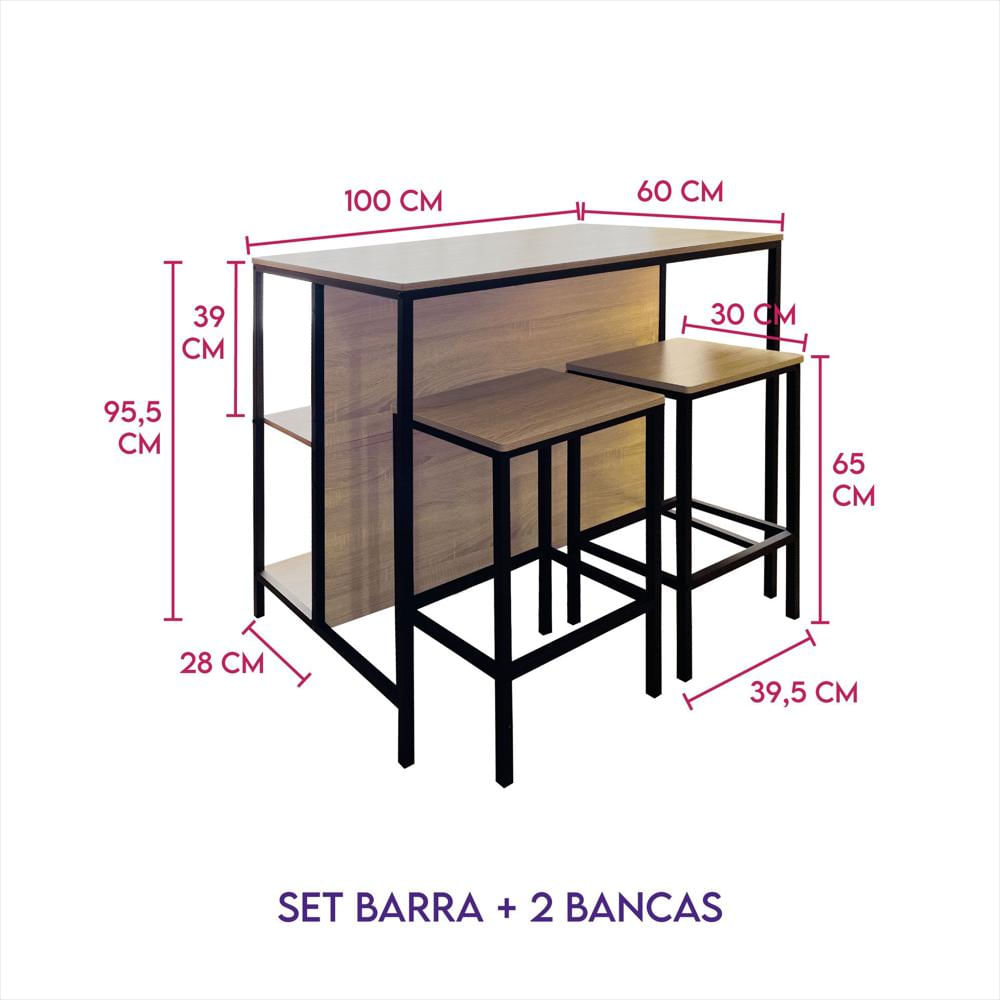Set Barra Alta Industrial Dos Niveles Con Sillas Refclaudio img #2