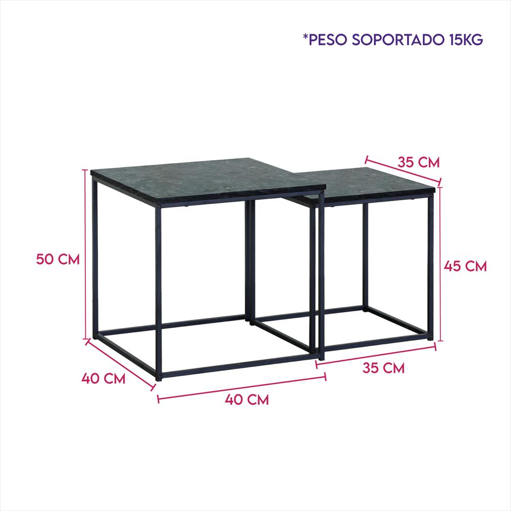 Mesa Auxiliar Nido Cuadrada De Centro Decorativa Refursula img #2