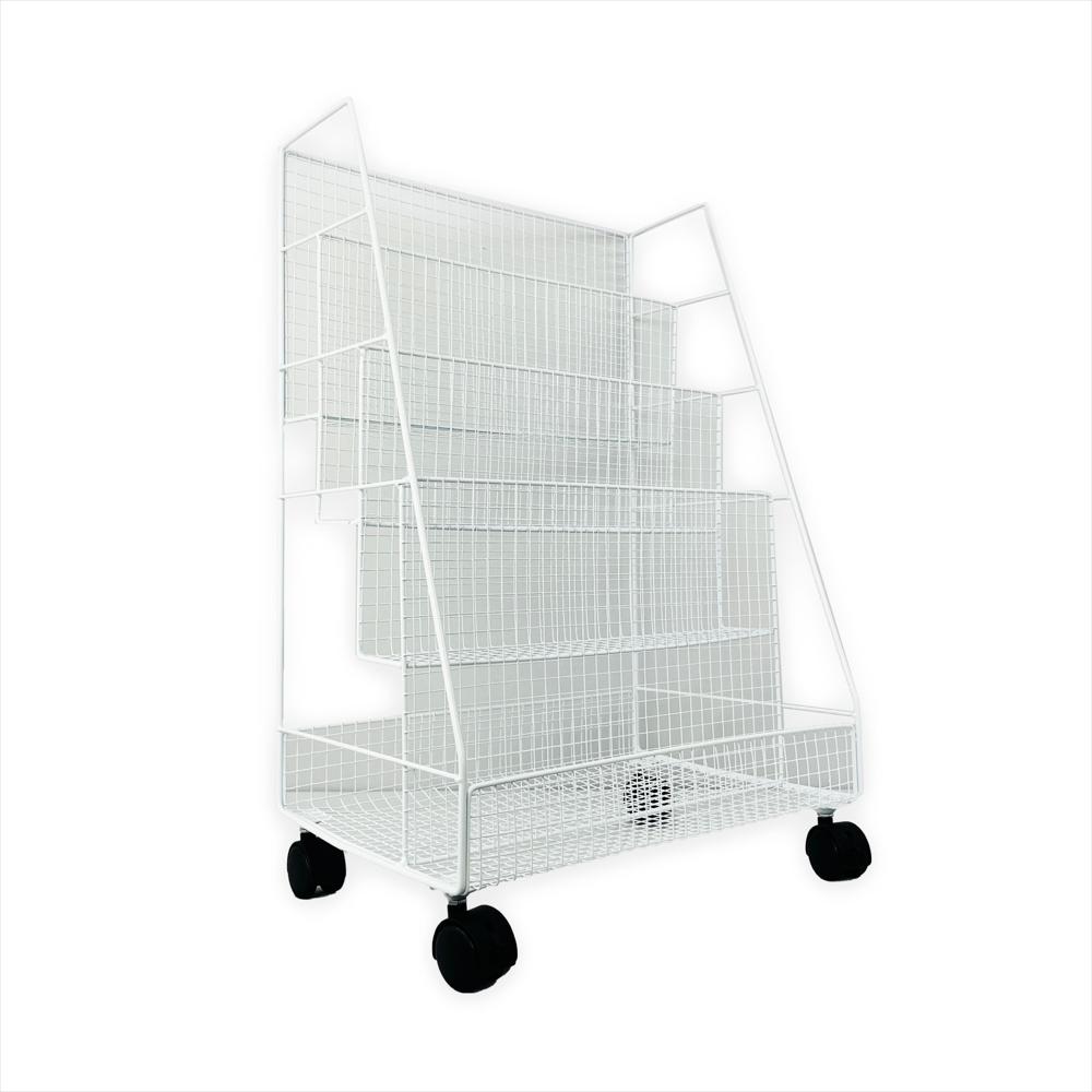 Organizador De Piso Estante Libros 4 Capas Carrito Blanco 4 Capas img #1