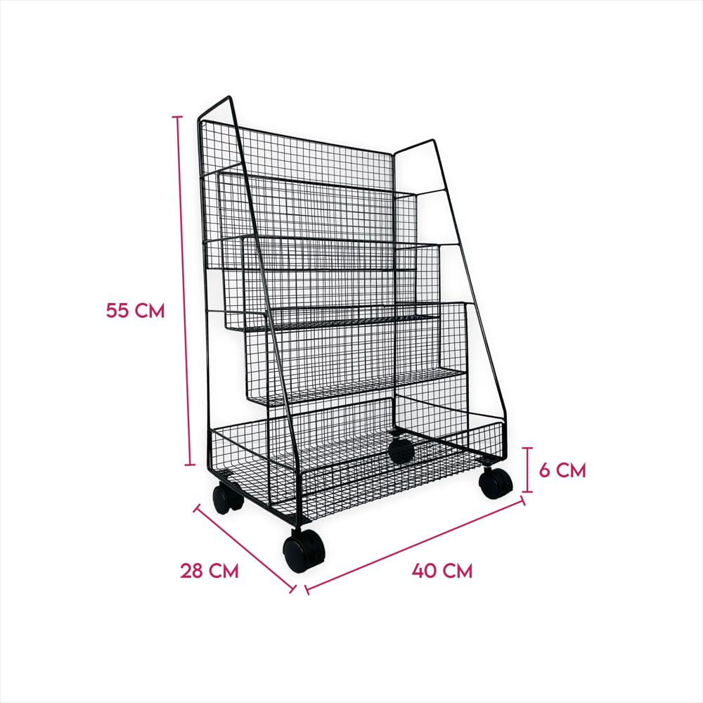 Organizador De Piso Estante Libros 4 Capas Carrito img #3