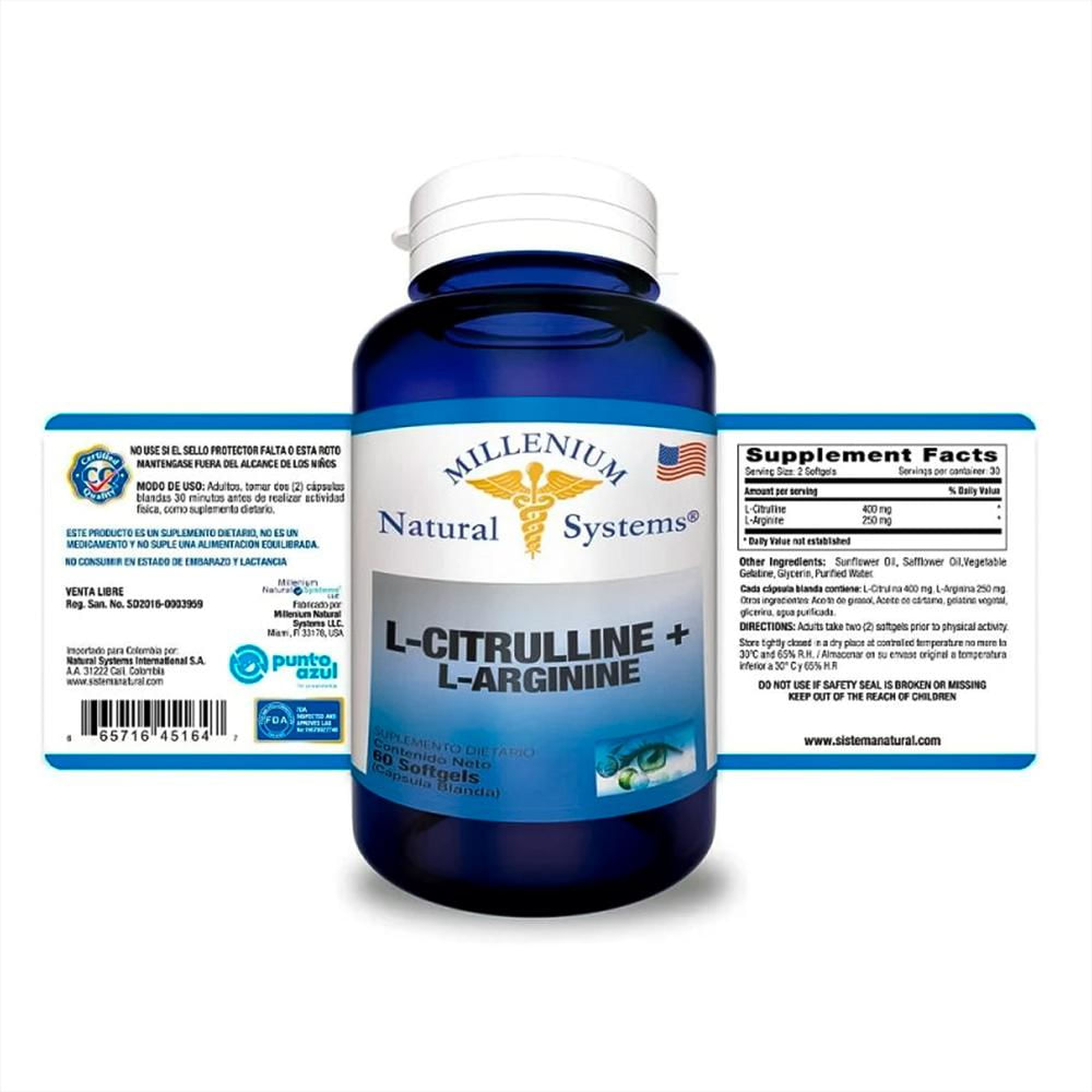 L Citrullina + L Arginina 60 Softgels Natural Systems