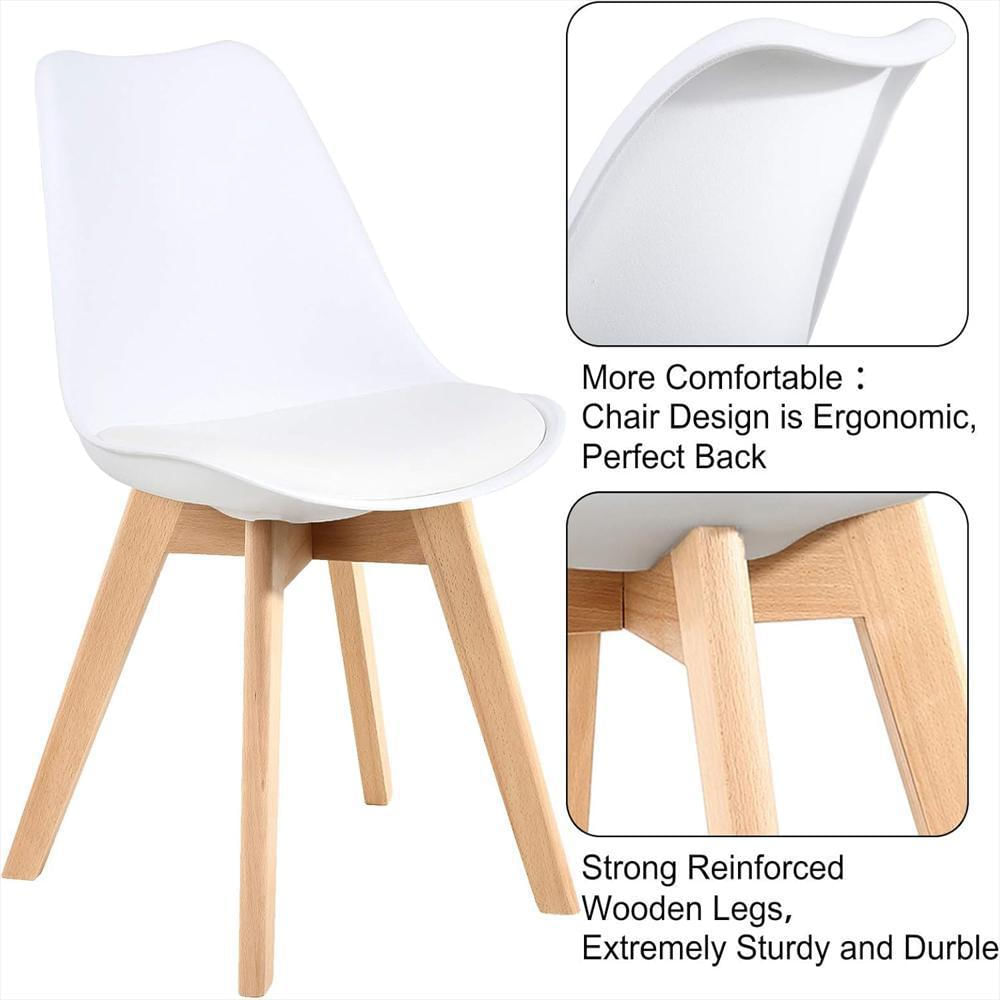 Comedor Cy02 Color Madera + 4 Sillas Con Asiento Color Blancas img #5