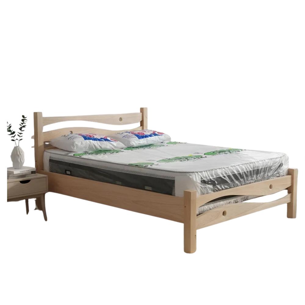 Cama Doble Madera Maciza Natural Madera Natural Yin Yang