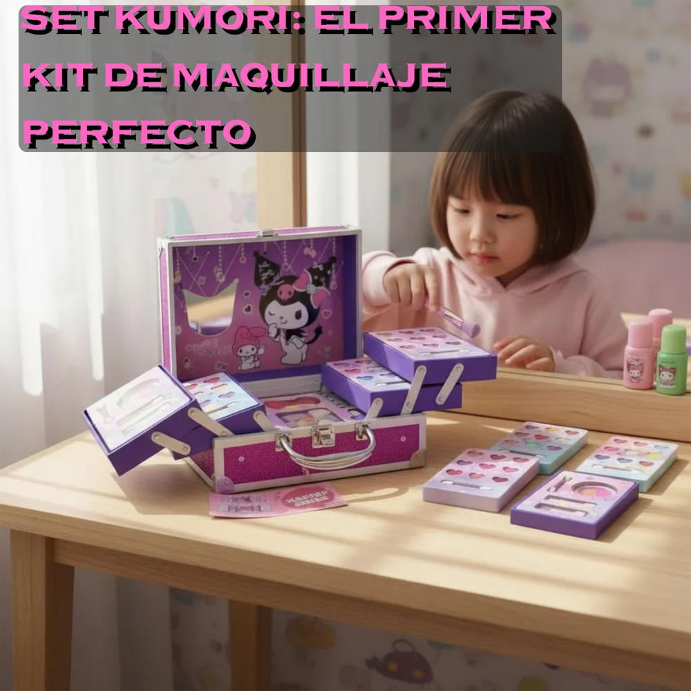 Kit Maquillaje Nina Real Kuromi Set Juguete Maleta Morada img #2